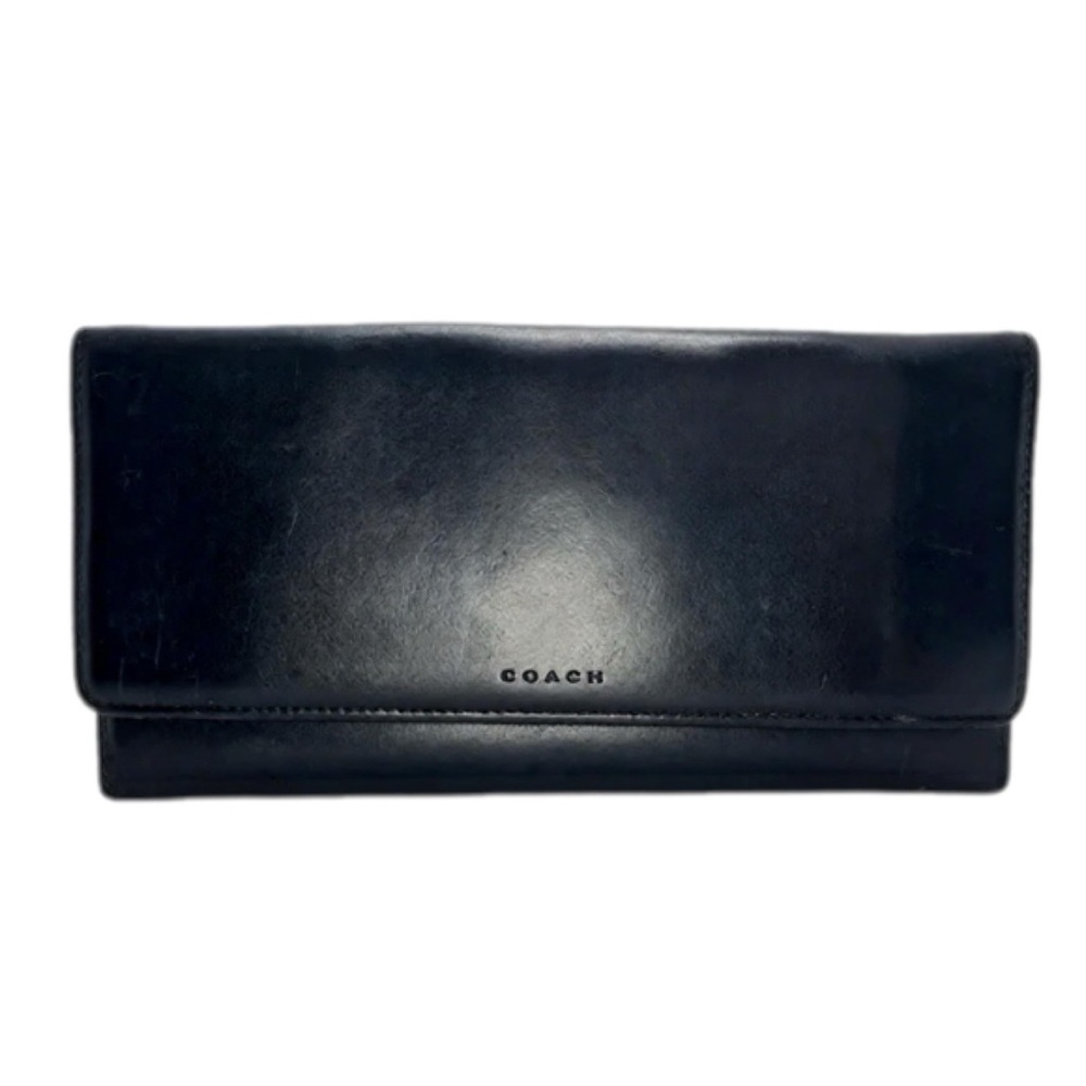 Coach Legacy Collection Vintage Black Leather Bifold Wallet Embossed Logo